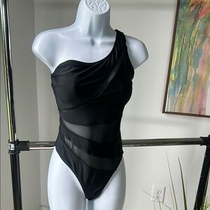 Calvin Klein Black One-Shoulder Swimsuit